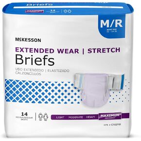 McKesson Extended Wear Stretch Briefs, [56 Count], L/XL, 48-66 in. Incontinence Adult Diapers, Maximum Absorbency, Unisex, Disposable, Elastic Leg Gathers and Contoured Fit for Men and Women