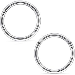 Ruifan Titanium Nose Rings Hoops Septum Rings Nose Clicker Ring Gauges PA Lip Tragus Helix Cartilage Daith Rook Sleeper Earring Body Piercing Jewerly for Women Men 20G 18G 16G 14G 8G 6G 4G 2G 6MM-19MM