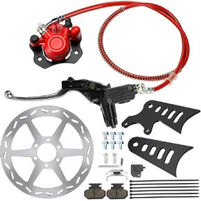 Mini Bike Hydraulic Brake Caliper Disc Brake Rotor 4" Rear Stretch Tabs Bracket Kit Compatible with Monster Moto Mega Moto MMB80 MMB105 Motovox MBX10 MBX11 79cc 80cc 105cc 2.5hp 3.5hp Parts