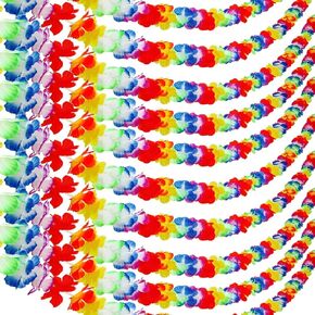 Aneco 6 Pack Colorful Hawaiian Luau Tropical Flower Lei Garland Party Decorations Hawaiian Tropical Party Supplies,10 Feet Each