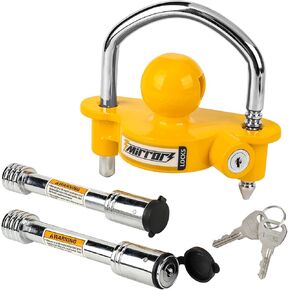 3mirrors Coupler Lock Trailer Locks Set - Ball Hitch Lock + 2 Pin Locks with 2 Flat Keys, Anti-Theft, Weatherproof for RV/Truck/Boat Trailers
