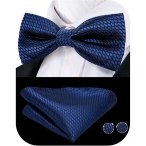 Hi-Tie Bow Ties for Men Pre-tied/Self-Tied Bowties Pocket Square Cufflinks Set Wedding Party