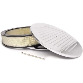 Company R6802 14" x 3" Round Aluminum Milled Flat Base Air Cleaner Set