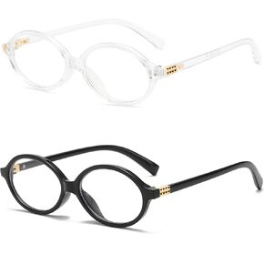 NULOOQ Trendy Oval Glasses for Women Men Retro Tortoise Frame Blue Light Blocking Glasses Small Face Eyewear