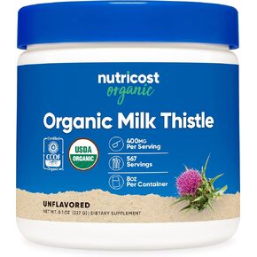 Nutricost Organic Milk Thistle (Silybum Marianum) 8 oz per Container (Unflavored) - Non-GMO, Gluten-Free