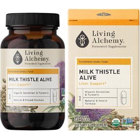Living Alchemy Fermented Milk Thistle Supplement - Symbio Fermented Liver Cleanse Blend with Dandelion Root, & Turmeric - Liver Supplement for Men & Women - Vegan, Non-GMO- Living Alchemy, 60 Pcs