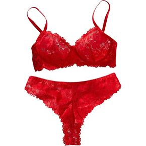 SHENHE Women's Lace Lingerie Set Underwire Bra and Panty Push Up Cheeky 2 Piece Lingerie