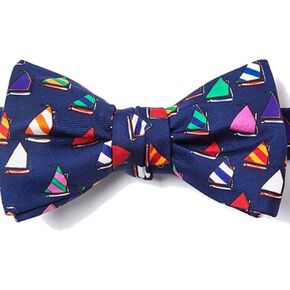 100% Silk Rainbow Fleet Sailboat Sailing Self Tie Bow Tie Bowtie Neckwear