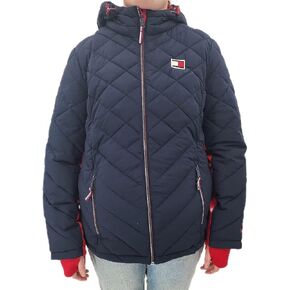 Tommy Hilfiger Women Hooded Zip Front Short Packable Jacket, Navy, Small
