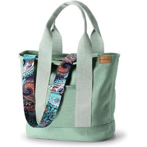 Canvas Tote Bag for Women Crossbody Shoulder Work Gym School Travel Tote Bag Satchel Handbags with Zipper and Compartments