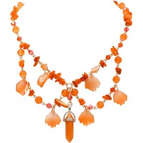 Coiris Fairy Leaf Necklace for Women Woodland Ren Faire Necklace Beaded Crystal Necklaces Renaissance Fantasy Jewelry Renaissance Accessories for Women