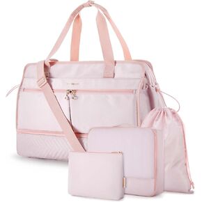 BAGSMART Women's 40L Weekender Travel Duffel Gym Bag with Shoe Compartment, Carry on Overnight Bag