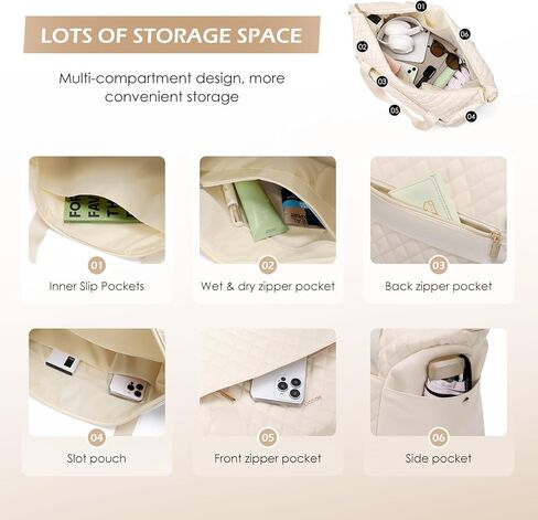 سفر القراصنة القراصنة القراصنة في أسبوع واحد حقيبة حمل للنساء مع حقيبة داكز مع مقصورة الجيب والأحذية الرطب تحمل حقائب حمل لرحلات العمل ، السفر ، الرياضة ، صالة الألعاب الرياضية ، اليوغا ، المستشفى ، 3 أجهزة كمبيوتر ، 43 لتر ، بيج ، بيج in Kuwait