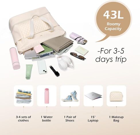 سفر القراصنة القراصنة القراصنة في أسبوع واحد حقيبة حمل للنساء مع حقيبة داكز مع مقصورة الجيب والأحذية الرطب تحمل حقائب حمل لرحلات العمل ، السفر ، الرياضة ، صالة الألعاب الرياضية ، اليوغا ، المستشفى ، 3 أجهزة كمبيوتر ، 43 لتر ، بيج ، بيج in Kuwait