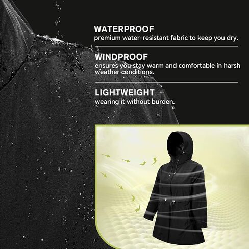 American Trends Rain Jacket Women Waterproof Packable Raincoats for Women Long Rain Coats Windbreaker in Saudi Arabia