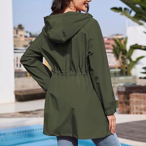 American Trends Rain Jacket Women Waterproof Packable Raincoats for Women Long Rain Coats Windbreaker in Saudi Arabia