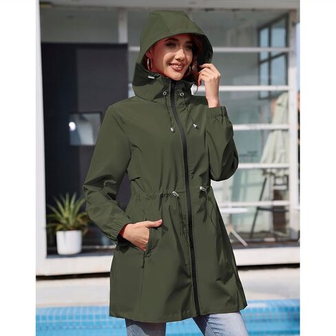 American Trends Rain Jacket Women Waterproof Packable Raincoats for Women Long Rain Coats Windbreaker in Saudi Arabia