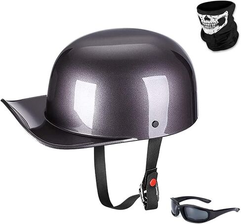Vintage Open Face Motorcycle Helmet Retro Baseball Cap Half Helmets Men Women for Cruiser Street Scooter Moped Cap Jet with Mask Glasses - DOT Certified in Kuwait