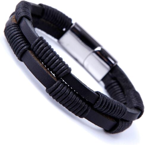 جلد بني داكن حول موضوع الطبيعة سوار له ولها، للجنسين، جلد طبيعي 100%، 8 بوصة، 8 بوصة، جلد، بدون أحجار كريمة, 8 inches, جلد, بدون أحجار كريمة in Kuwait