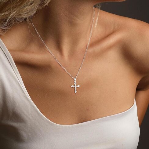 Cross Necklace for Women 14K Gold/Silver Plated Dainty Small Cross Pendant Choker Simple Trendy Cute Cross Charm Chain Necklace Religious Faith Jewelry Gift in Saudi Arabia