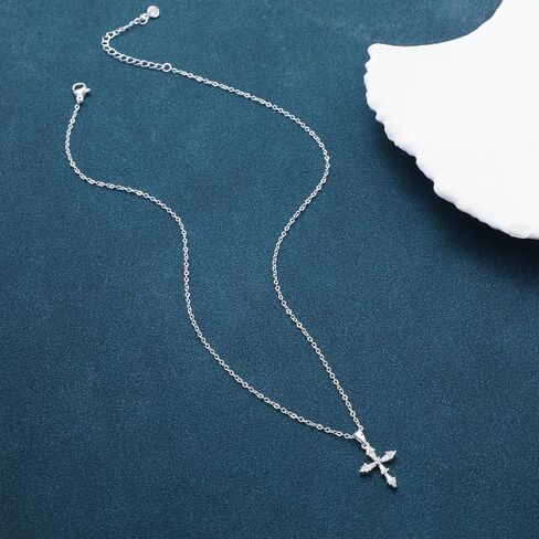 Cross Necklace for Women 14K Gold/Silver Plated Dainty Small Cross Pendant Choker Simple Trendy Cute Cross Charm Chain Necklace Religious Faith Jewelry Gift in Saudi Arabia
