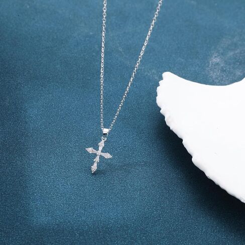Cross Necklace for Women 14K Gold/Silver Plated Dainty Small Cross Pendant Choker Simple Trendy Cute Cross Charm Chain Necklace Religious Faith Jewelry Gift in Saudi Arabia