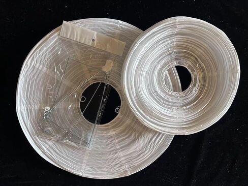 White Paper Lanterns 19+21inch 2PCS Large Rice Paper Lamp Shade Hanging Semicircular and Elliptical Pendant Light Shade Chinese Lantern for indoor bedroom,living room.gift for her in Saudi Arabia