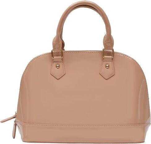 Patent Leather Dome Satchel Purse Zip-around Handbag Multi-Pocket Shoulder Bag Shiny Large Top-handle Shell Bag in Saudi Arabia