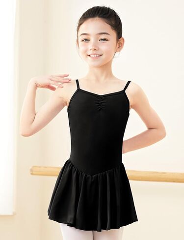 Girls Dance Leotards Back Cross Camisole Dance Dress Ballet Leotards with Skirt in Saudi Arabia