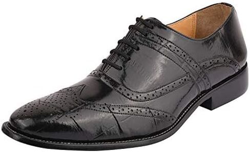 LIBERTYZENO Mens Genuine Leather Ostrich/EEL Print Lace Up Oxford Dress Shoes in Kuwait