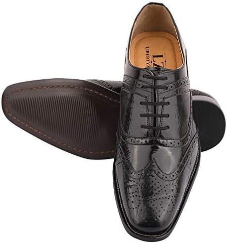 LIBERTYZENO Mens Genuine Leather Ostrich/EEL Print Lace Up Oxford Dress Shoes in Kuwait