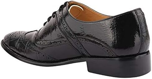 LIBERTYZENO Mens Genuine Leather Ostrich/EEL Print Lace Up Oxford Dress Shoes in Kuwait