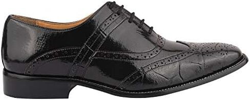 LIBERTYZENO Mens Genuine Leather Ostrich/EEL Print Lace Up Oxford Dress Shoes in Kuwait