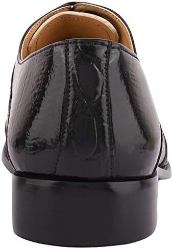 LIBERTYZENO Mens Genuine Leather Ostrich/EEL Print Lace Up Oxford Dress Shoes in Kuwait