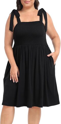 HDE Womens Plus Size Romper Dress مع فستان حزام ربطة عنق القصيرة والجيوب in Saudi Arabia