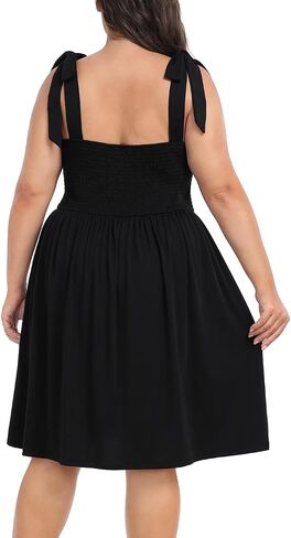 HDE Womens Plus Size Romper Dress مع فستان حزام ربطة عنق القصيرة والجيوب in Saudi Arabia