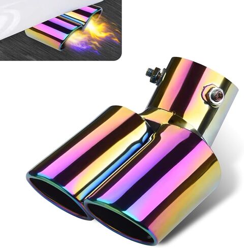 Car Exhaust Tips, Dual Outlet Bending Muffler Exhaust, Stainless Steel High Temperature Resistant Tail Pipe Muffler Tip, Universal Car Exhaust Pipe Modification Accessories (Black) in Kuwait