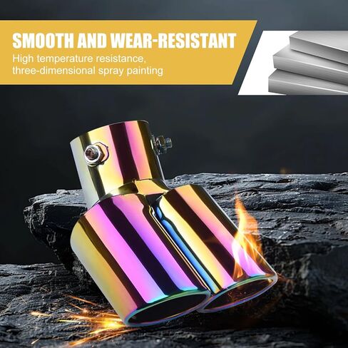 Car Exhaust Tips, Dual Outlet Bending Muffler Exhaust, Stainless Steel High Temperature Resistant Tail Pipe Muffler Tip, Universal Car Exhaust Pipe Modification Accessories (Black) in Kuwait