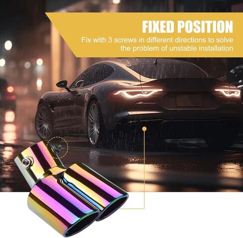 Car Exhaust Tips, Dual Outlet Bending Muffler Exhaust, Stainless Steel High Temperature Resistant Tail Pipe Muffler Tip, Universal Car Exhaust Pipe Modification Accessories (Black) in Kuwait