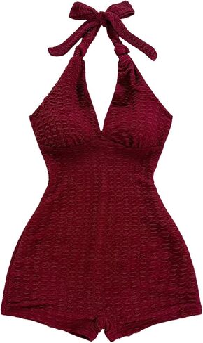 MakeMeChic Women's Halter Short Rompers Summer One Piece Jumpsuits Backless Shapewear in Kuwait