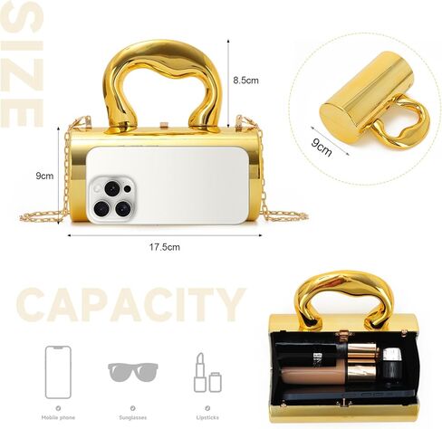 Oweisong Acrylic Handbag Tote for Women Gold Clutch Purse Top Handle Satchel Y2K Party Shoulder Bag with Top Handle 2025 in Saudi Arabia