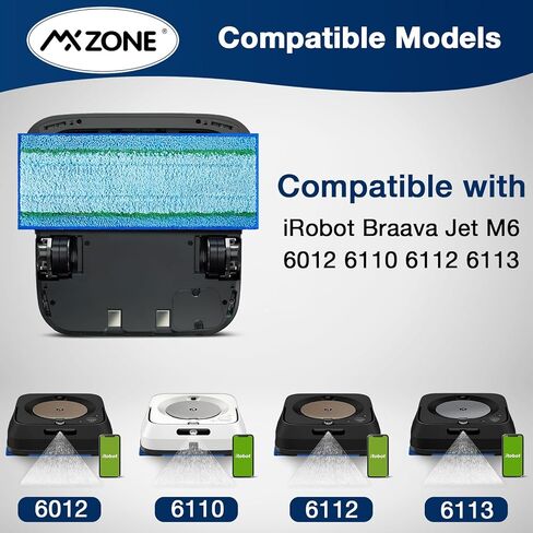 وسادات التطهير الرطبة من MXZONE متوافقة مع iRobot Braava Jet m6 (6110) (6012) (6112) ممسحة الروبوت النهائية، وسادات ممسحة Brava Roomba لمحلول التنظيف iRobot Braava Jet m6 (6 عبوات) in Saudi Arabia