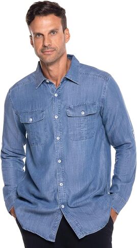 Coolibar UPF 50+ Men's Carson Chambray Shirt - Sun Protective in Saudi Arabia