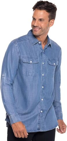 Coolibar UPF 50+ Men's Carson Chambray Shirt - Sun Protective in Saudi Arabia