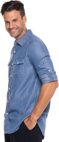 Coolibar UPF 50+ Men's Carson Chambray Shirt - Sun Protective in Saudi Arabia