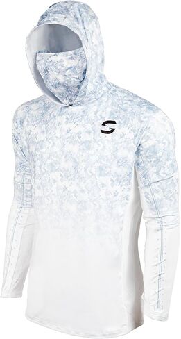 Synker Stealth All Weather Performance Fishing Camo Hoodie | UPF 50+ قميص طويل الأكمام للرجال والنساء ، التمويه in Kuwait