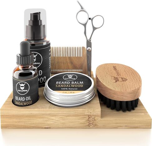 Beard Grooming Kit - Premium Beard Care Products for Men – Beard Shampoo, Beard Oil, Beard Balm Butter, Beard Brush, Wooden Comb, Mustache Scissors, & Toiletry Bag by Striking Viking in Saudi Arabia