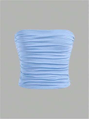 Floerns Girl's 2 Piece Strapless Tube Top Ruched Basic Sleeveless Undershirt in Kuwait