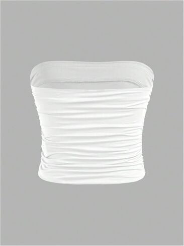Floerns Girl's 2 Piece Strapless Tube Top Ruched Basic Sleeveless Undershirt in Kuwait