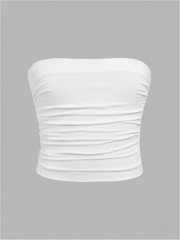 Floerns Girl's 2 Piece Strapless Tube Top Ruched Basic Sleeveless Undershirt in Kuwait